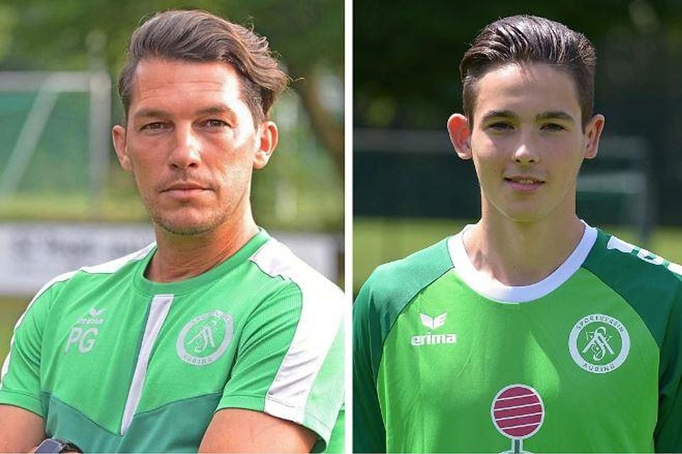 SV Aubings Cheftrainer Patrick Ghigani (li.) und sein Neuzugang Athanasios Savvas (re.)
