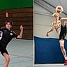 Max Zeißig (links) und Elias Petzold (rechts) küren beim FuPa Budenzauber den Thüringer Meister in Teqball.