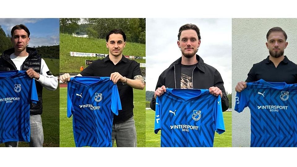 Von links: Alen Medjic, Alessandro Gamma, Conor Beem und Philipp Kamenskiy verstärken kommende Saison den Kader des FV Breidenbach. © FV Breidenbach