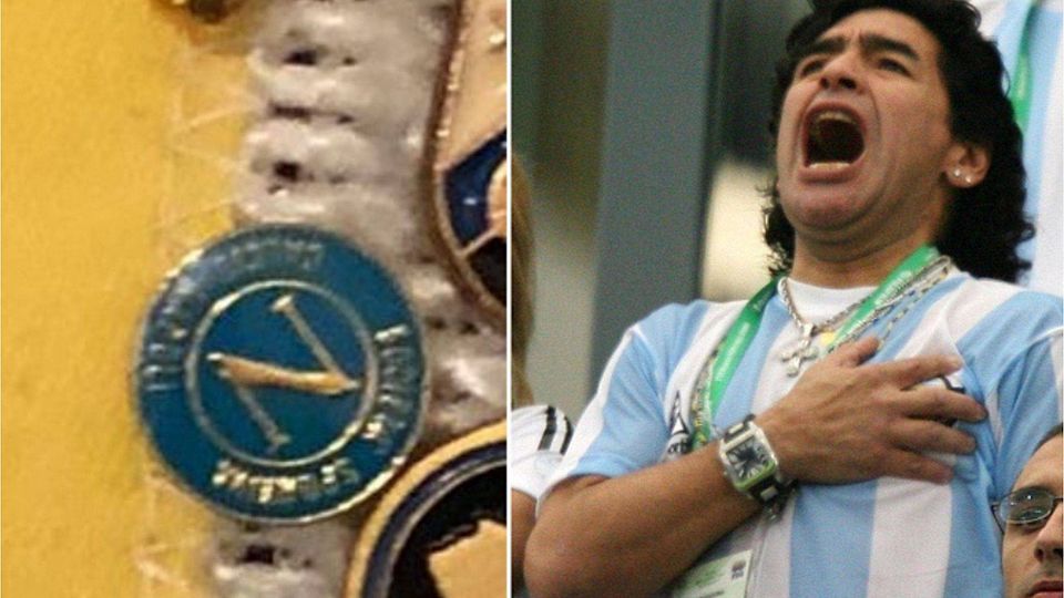 Die Nadel (li.) schenkte Diego Maradona vor dem UEFA-Pokal-Rückspiel 1989 dem damaligen Ballungen Holger Schmidtke.