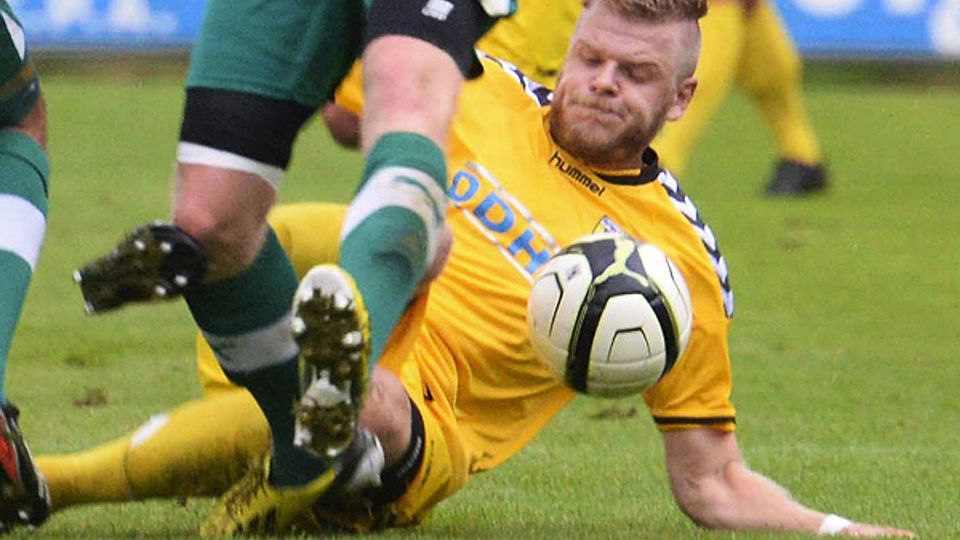 Klaszkas vorletzter Pflichtspieleinsatz für die Hofer: gegen Neudrossenfeld am 15. August 2014. F: Mularczyk