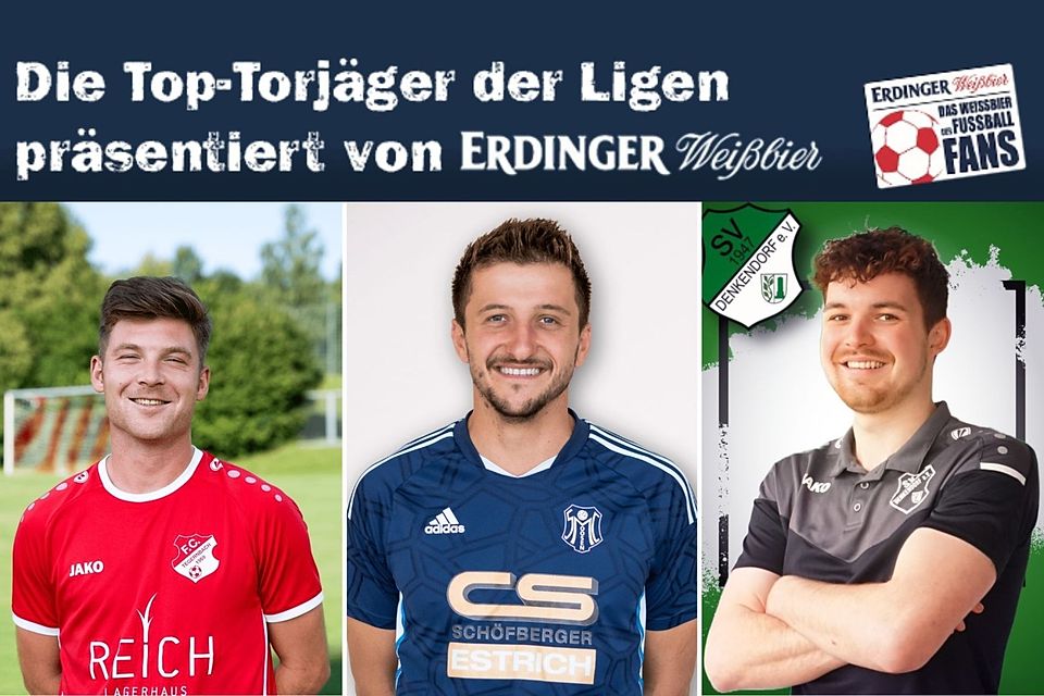 Die Top-Torjäger der Kreisklassen Donau/Isar: Christoph Ratberger, Maximilian Bauer, Marius Heß (v.l.n.r.)