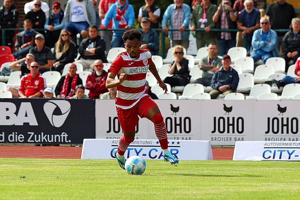 Fabrice Montcheu hat bereits am Wochenende sein Debüt im Trikot des Greifswalder FC gegeben.
