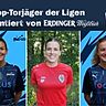 Sie teilen sich den dritten Platz mit jeweils sieben Treffer. Sarah Axthammer (li.), Sandra Funkenhauser (Mi.) und Nina Hardebusch (re.).