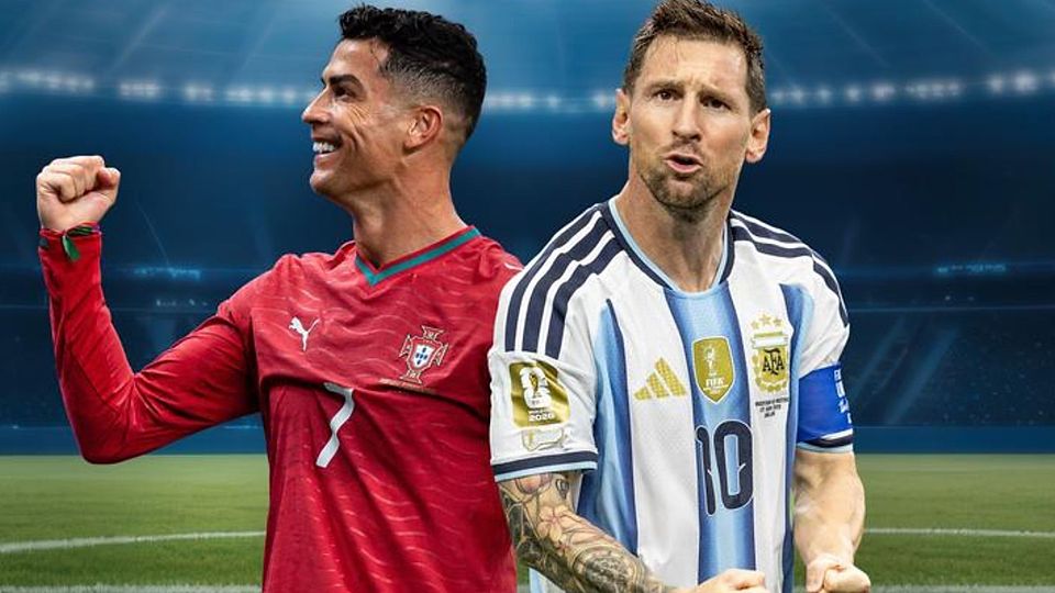 Cristiano Ronaldo (links) und Lionel Messi spalten die Fußballwelt. Wer ist der GOAT? Wir haben in Hessen bei Fußballern nachgefragt. © Adobe.stock.com - JK_kyoto, IMAGO/Lynn Pennington, Grzegorz Wajda / SOPA Images; Bearbeitung: vrm