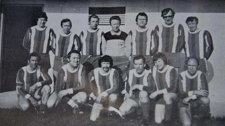 Die Dorfener US-Truppe (vorne, v.l.): Sepp Eschker, Jakob Baumgartner, Reiseleiter Ludwig Rappold, Georg Kellner, Josef Walter, Josef Schandl; (hinten, v.l.): Georg Bauer, Anton Ertl, Benno Bartl, Anton Wesselky, Günter Janocha, Ferdinand Algasinger und Fritz Bischof.
