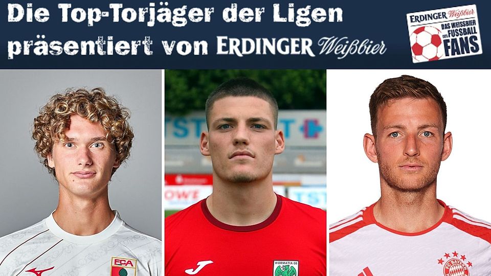 Cabrera (l.), Kasper (M.) und Kern (r.): Die Top-Torjäger der Regionalliga Bayern spielen aktuell alle bei zweiten Mannschaften.