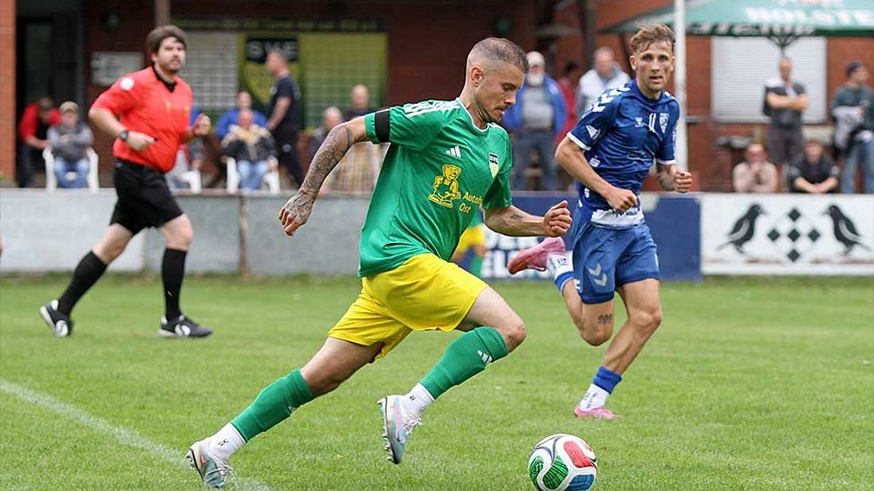 Timm Bischoff (SVE Comet Kiel), hier im Spiel gegen den TSV Plön, gelingt das wichtige 1-0.