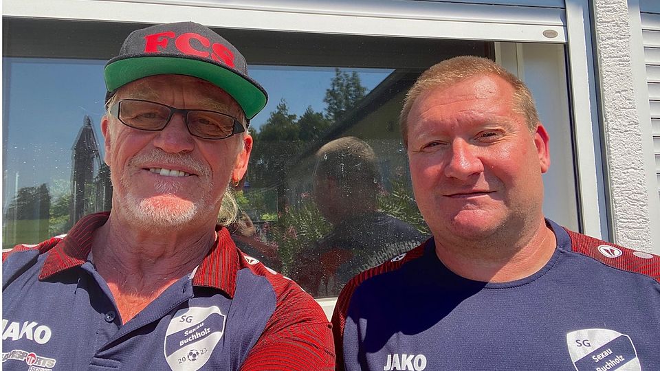 Peer Millauer, Pressereferent FCS mit Karsten Wiegand, Trainer