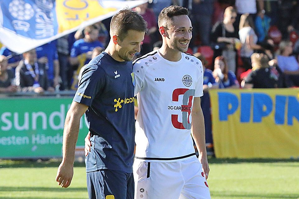 Im Oktober waren Muriz Salemovic (links) und Andreas Fülla noch als Gegner gewesen. Sobald die Saison fortgesetzt wird, läuft Salemovic wieder im Trikot des TSV Landsberg auf.