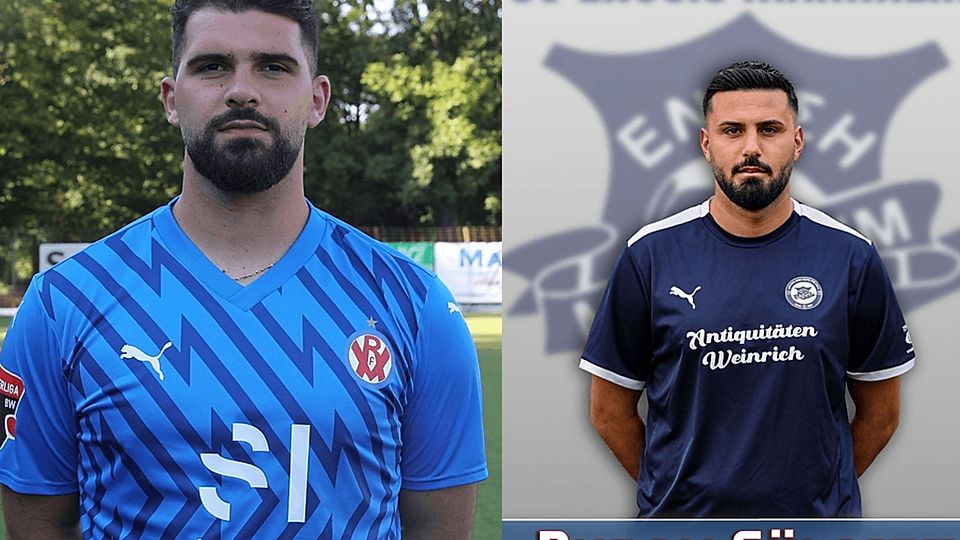 Feudenheims Biagio Setola (l.) führt die Torjägerliste der Mannheimer Kreisliga vor Burak Gülmez an.