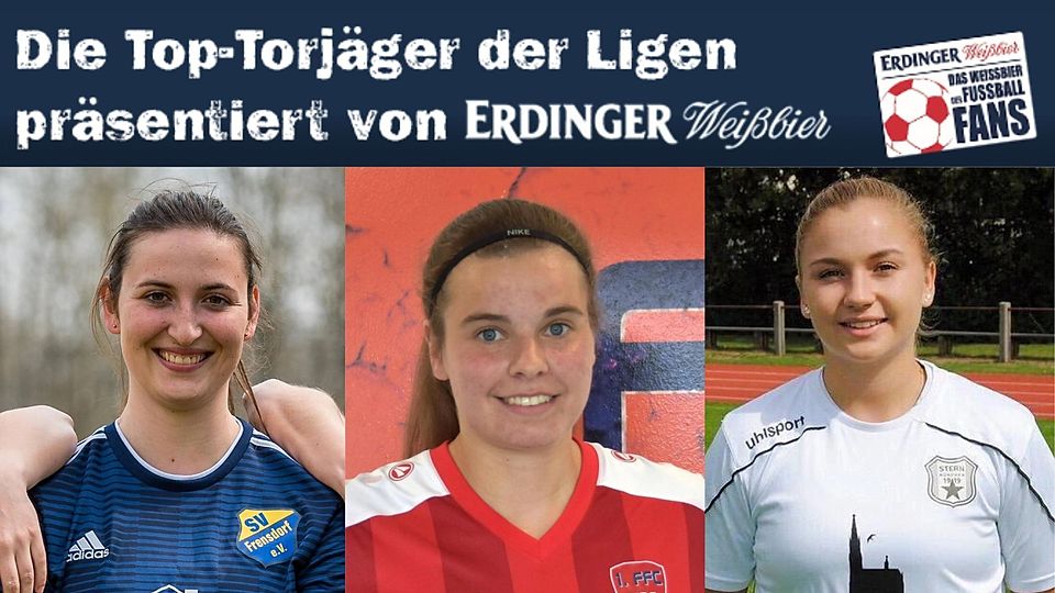 Annalena Haderlein, Isabell Kastner und Theresa Eder (v.l.n.r.) sind die besten Torjägerinnen der Frauen-Bayernliga.