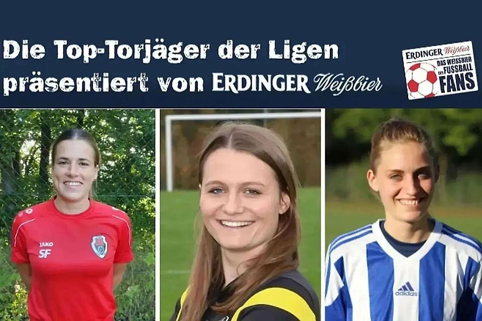 Sandra Funkenhauser, Verena Kiermaier und Mona Schomber (v.l.n.r.) sind die besten Torjägerinnen der Bezirksliga 01.