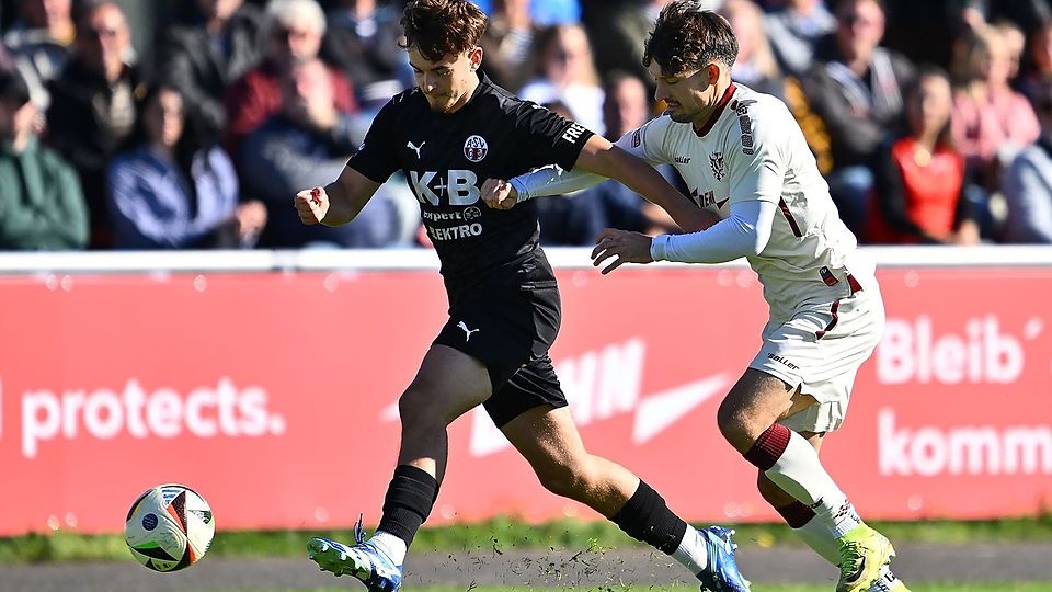 Auf den jungen Innenverteidiger Lukas Krämer (links) und seine Chamer dürfte gegen Bamberg wieder Schwerstarbeit zukommen.