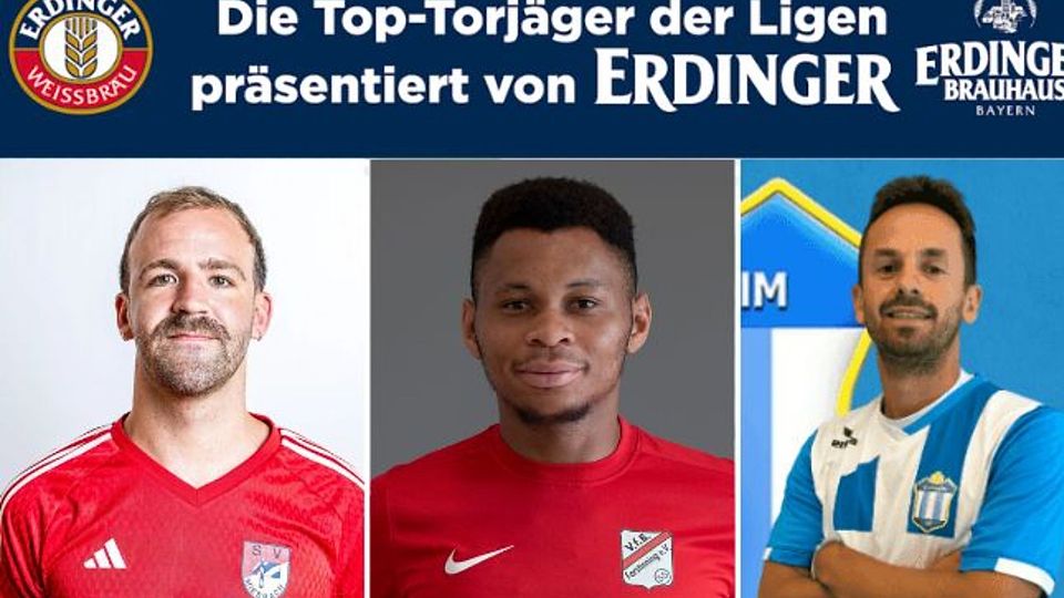 Josef Sontheim (li.) und Mike Opara (mi.) liefern sich ein enges Rennen um die Torjägerkrone. 