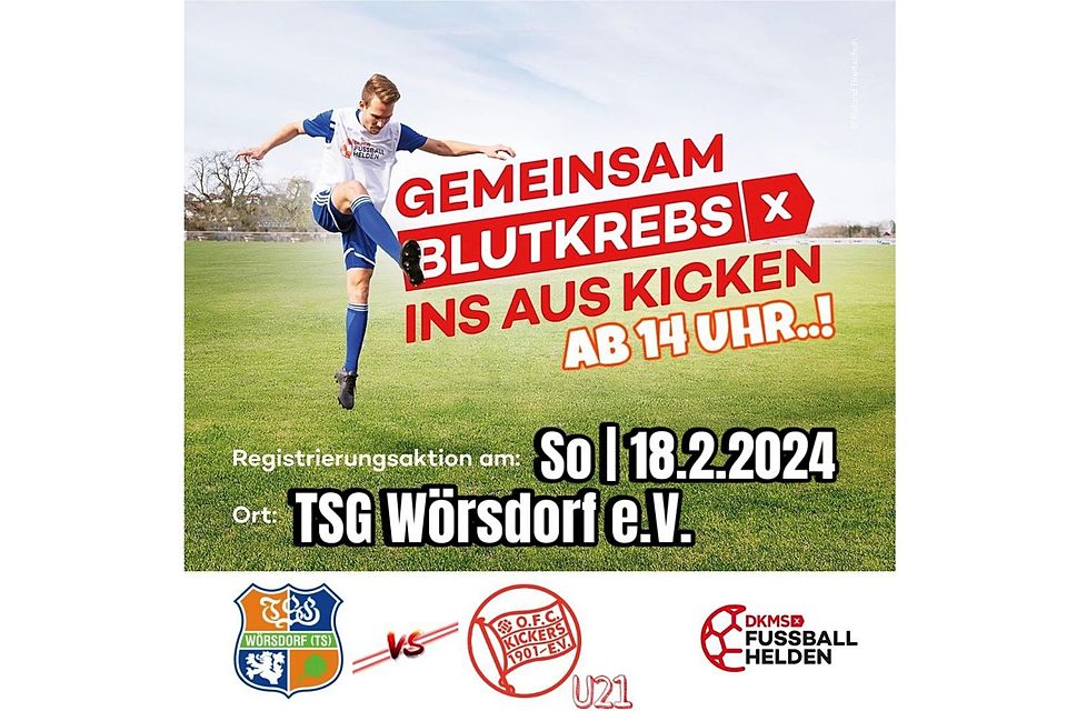 Am Wochenende findet beim Testspiel der TSG Wörsdorf eine Typisierungs-Aktion statt.