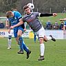 Gabriel Danzl (rechts) setzte sich im Kopfballduell mit dem Glötter Benedikt Guggemos durch und konnte mit dem TSV Offingen die lange Durststrecke beenden.