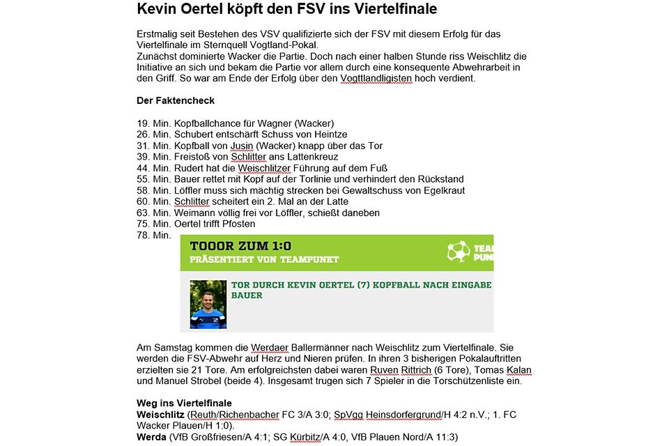 Kreispokal-Achtelfinale 