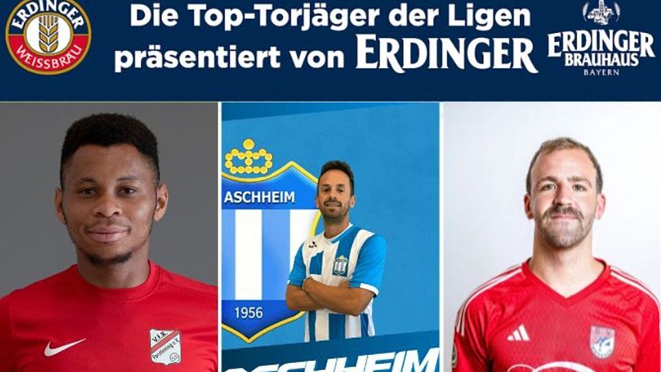 Mike Opara (li.), Antonio Saponaro (mi.) und Josef Sontheim (re.) liefern sich ein enges Rennen um die Torjägerkrone.