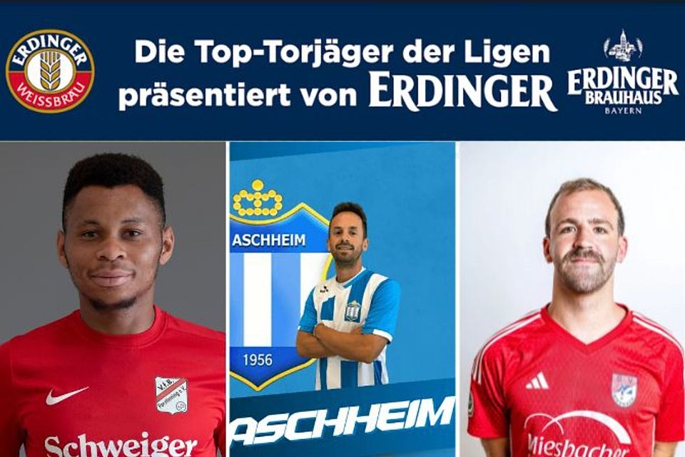 Mike Opara (li.), Antonio Saponaro (mi.) und Josef Sontheim (re.) liefern sich ein enges Rennen um die Torjägerkrone.