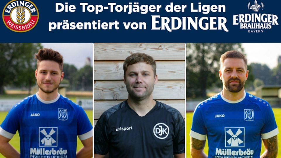 Peter Werndl (mi.) setzt sich gegen das Ilmmünster-Duo Julian Catik (li.) und Raphael Boser (re.) durch.