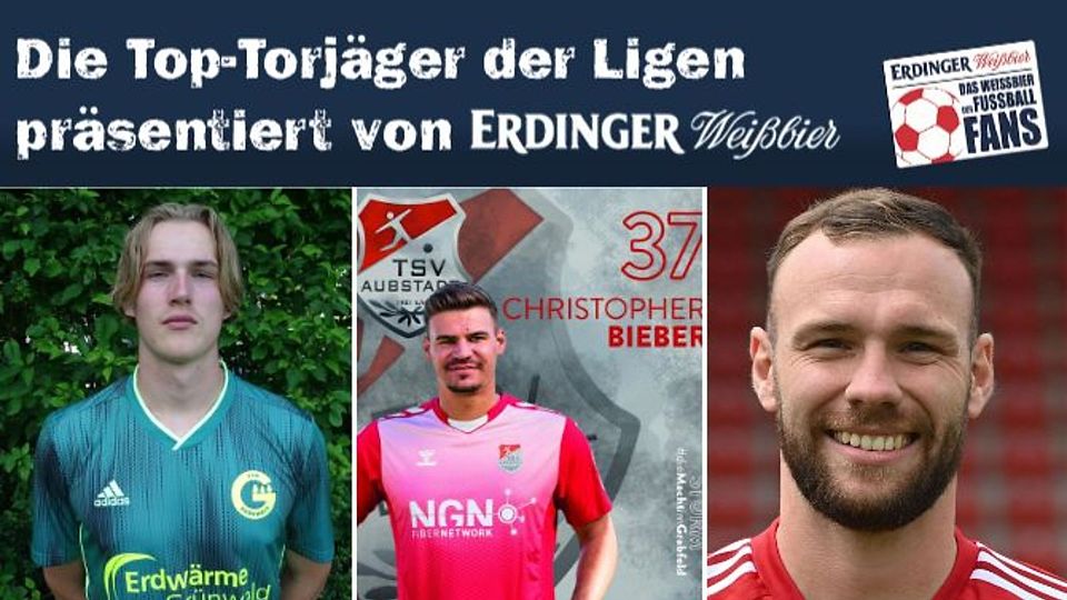 Die Top-Torschützen der Regionalliga Bayern von links nach rechts: Jordi Woudstra (li.), Christopher Bieber (mi) und Patrick Hobsch (re.).