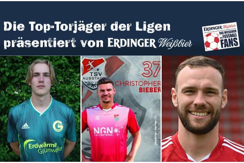 Die Top-Torschützen der Regionalliga Bayern von links nach rechts: Jordi Woudstra (li.), Christopher Bieber (mi) und Patrick Hobsch (re.).