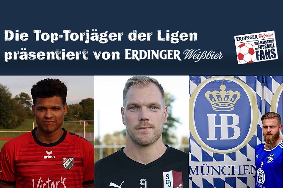 Luan da Costa Barros (SV Lohhof), Tobias Seethaler (SC Inhauser Moos) und Albert Rudnik (TSV Großhadern, v.l.n.r.) sind die Toptorschützen der Münchner Kreisligen.