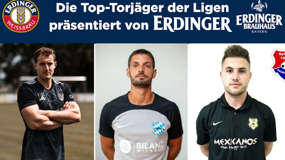 Im Schnitt mehr als drei Tore schießt Nemanja Rancic (mi.) und liegt damit vor Philipp Gottschalk (li.) und Vural Yilmaz im ERDINGER Ranking.