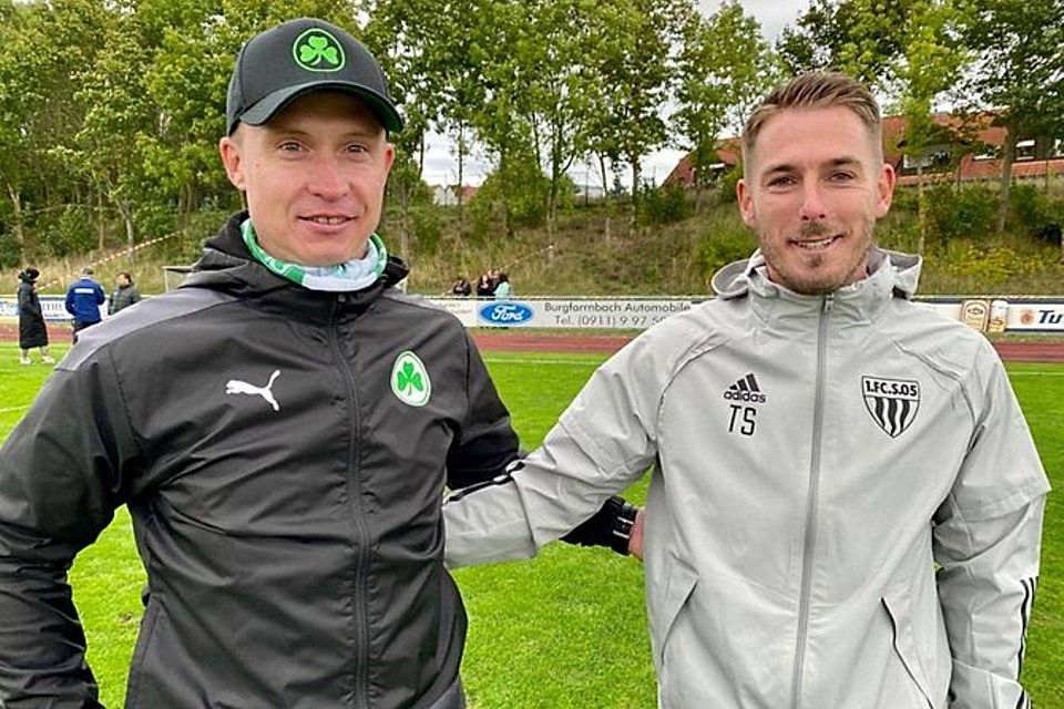 Petr Ruman (li., mit Schweinfurts Trainer Tobias Strobl) und die Fürther lassen den Trainingsbetrieb im November ruhen.