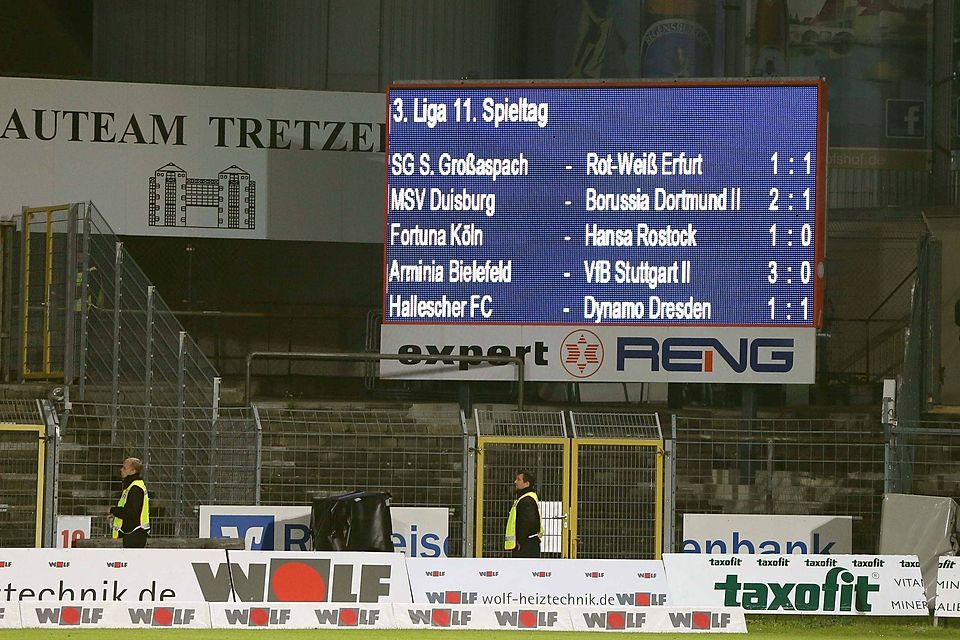 Bald wird die Anzeigetafel nicht mehr Ergebnisse des SSV Jahn und der 3. Liga sondern des FC Amberg anzeigen. Archivfoto: Brüssel