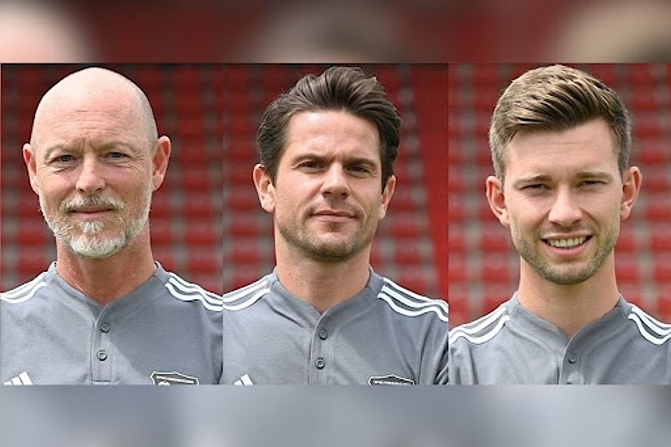 Dieses Trainer-Trio sagt  Haching Servus: (v.l.) Steffen Galm, Michael Gurski und Sven Palinkasch.