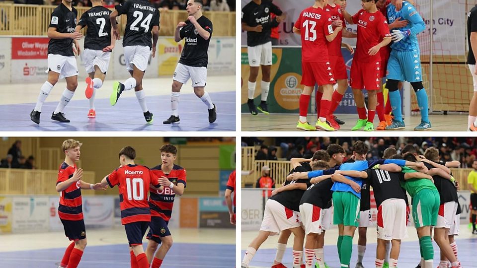 Rhein-Main oder Ausland? Eintracht Frankfurt, Mainz 05, Slavia Prag und Rapid Wien (im Uhrzeigersinn) machen den Turniersieger unter sich aus.