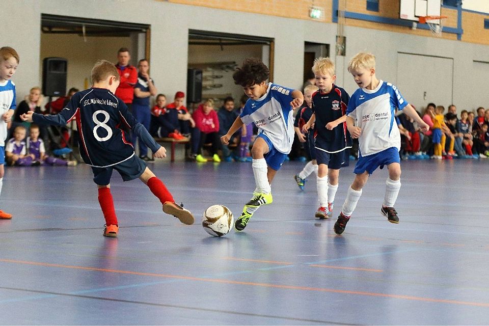 Typische Szene: Kein Ball wurde verloren gegeben. Hier kämpfen die Bambini der Märkischen Löwen und die vom SV Blau-Weiß Petershagen-Eggersdorf.  ©frei/Dirk Schaal
