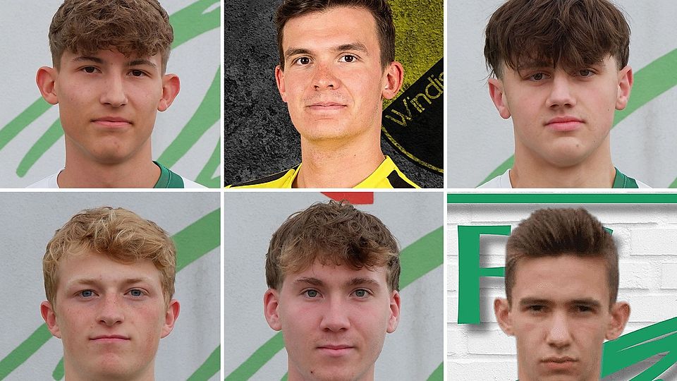 Neue Gesichter für die Herrenmannschaften des FC Weiden-Ost: Obere Reihe v.l. Nico Menacher, Marcel Horn und Samuel Solter. Untere Reihe v.l. Hannes Liebermann, Max Hammer und Yaroslav Demaretsky. Es fehlt Valentino Glamsch.