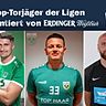 Georg Kutter, Dominik Bacher und Sebastian Bracher (v.l.) führen die Torschützenliste der Bezirksliga Süd weiterhin an. 
