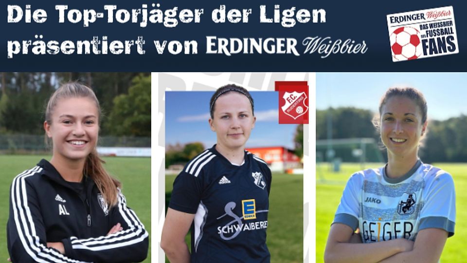 Franziska Höllrigl (mi.) und Sarah Höbel (re.) erzielten einen Doppelpack, Anna Luschner traf einmal. Mit Barbara Rauch führen sie zusammen in der Torschützenliste.