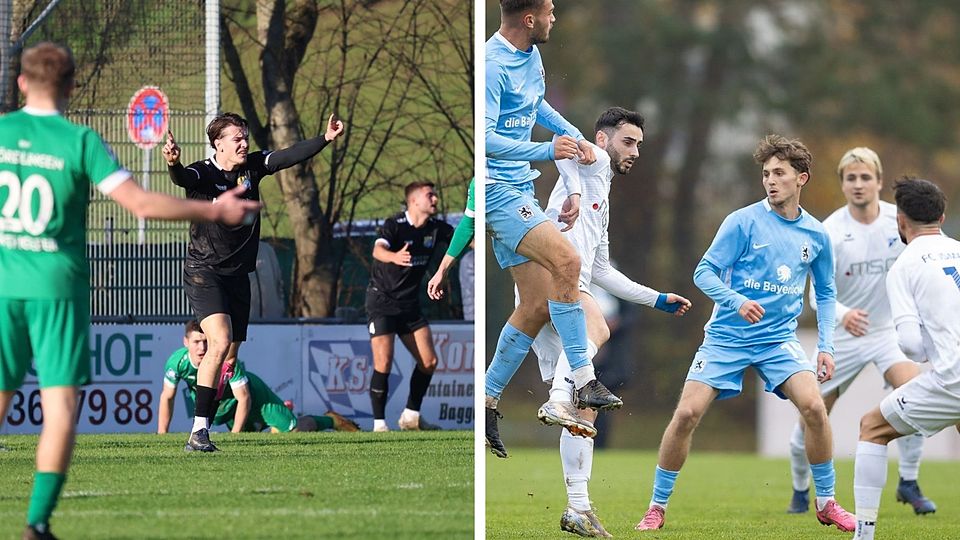 Während der TSV 1860 München II (blau, rechts) trotz zwei Niederlagen aus den letzten drei Spielen weiter an der Tabellenspitze steht, schielt der FC Pipinsried (links, schwarz) mit zwei Spielen weniger auf den Platz an der Sonne.