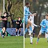 Während der TSV 1860 München II (blau, rechts) trotz zwei Niederlagen aus den letzten drei Spielen weiter an der Tabellenspitze steht, schielt der FC Pipinsried (links, schwarz) mit zwei Spielen weniger auf den Platz an der Sonne.