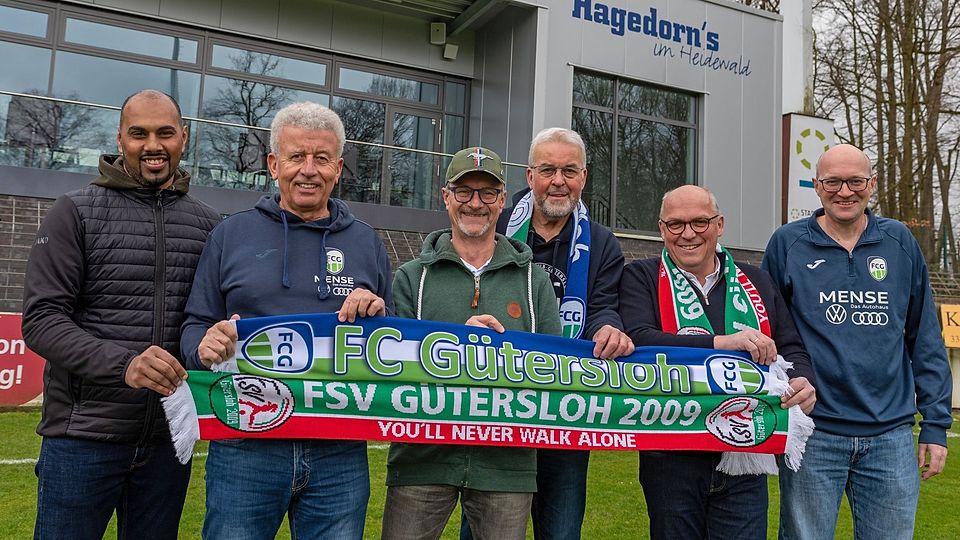 (v.l.:) Chris Punnakkattu Daniel (FSV), Hans-Hermann Kirschner (FCG), Sebastian Kmoch (FSV), Heiner Kollmeyer (FCG), Michael Horstkötter (FSV) und Helmut Delker (FCG).
