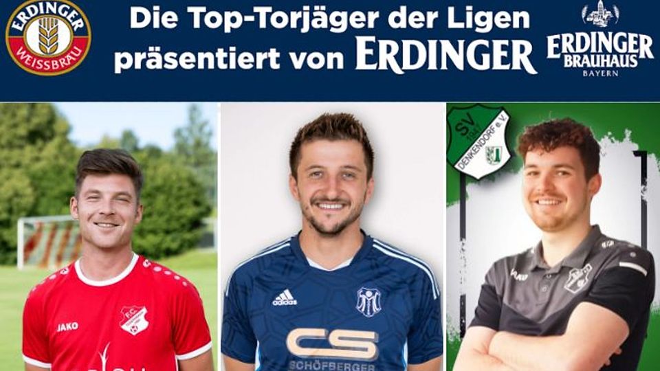 Maximilian Bauer (M.) führte den SC Moosen/Vils mit 32 Treffern zurück in die Kreisliga.