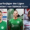 Unverändertes Treppchen in der Bezirksliga Nord: Christian Häusler (m.) führt die Torschützenliste vor Sebastian Graßl (l.) an.
