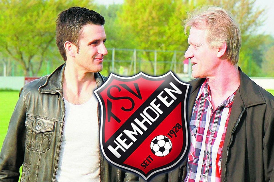 Arbeiten auch 2014/15 weiterhin zusammen für den TSV Hemhofen: Trainer \"Costa\" Büle und Abteilungsleiter Gerald Meyer (F.: Niko Spörlein / Grafik: FuPa Mittelfranken).).