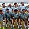 Sticht hervor, nicht nur wegen der Haarfarbe: Charmaine Häusl (Foto oben, 3.v.l. hinten) ist der einzige Nationalspieler der Seychellen, der im Ausland spielt.