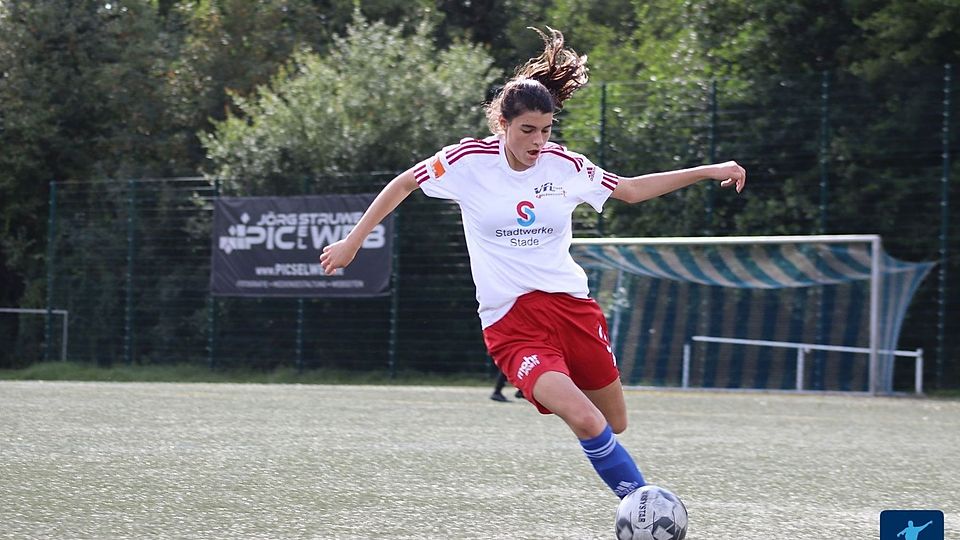Der VfL Güldenstern Stade, hier mit Lena Silber, spielt eine solide Saison, hat zuhause noch kein Spiel verloren.