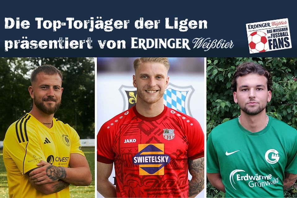 Die unveränderten Toptorjäger der Landesliga Südost: Kurt Weixler (m.) belegt weiterhin Rang eins gefolgt von Gilbert Diep (l.) und David Halbich (r.).