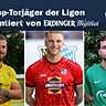 Die unveränderten Toptorjäger der Landesliga Südost: Kurt Weixler (m.) belegt weiterhin Rang eins gefolgt von Gilbert Diep (l.) und David Halbich (r.).