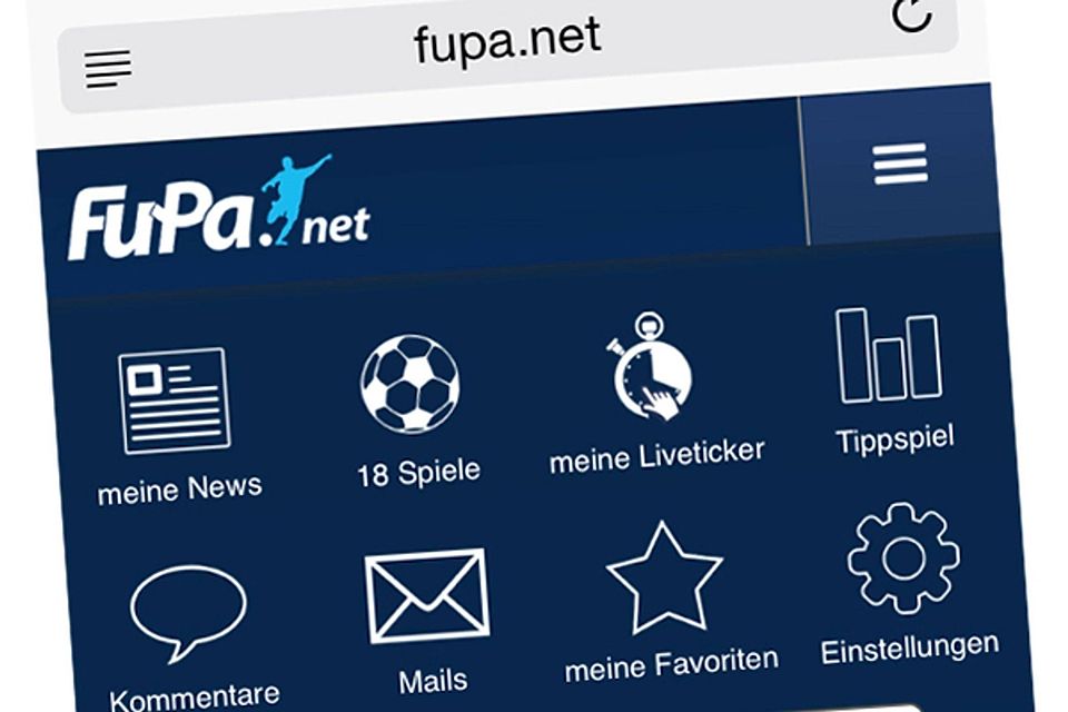 Erster Einblick: die neu-designte Menüführung der FuPa-Web-App. F: Screenshot FuPa