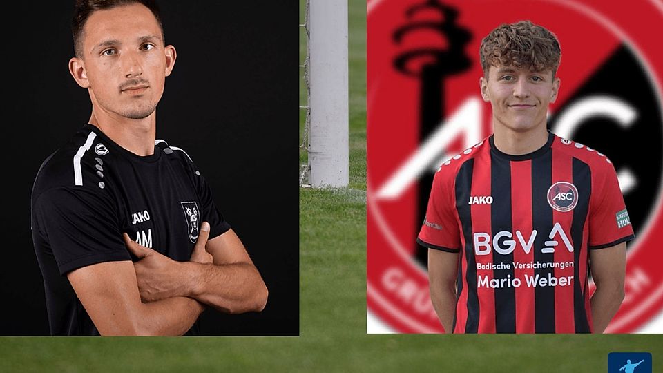 Kleinsteinbachs Spielertrainer Andreas Mall (l.) ist aktuell mit 16 Treffern der erfolgreichste Karlsruher Kreisliga-Kicker vor Grünwettersbachs Matheo Philipoff.