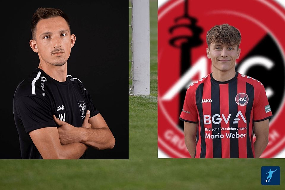 Kleinsteinbachs Spielertrainer Andreas Mall (l.) ist aktuell mit 16 Treffern der erfolgreichste Karlsruher Kreisliga-Kicker vor Grünwettersbachs Matheo Philipoff.